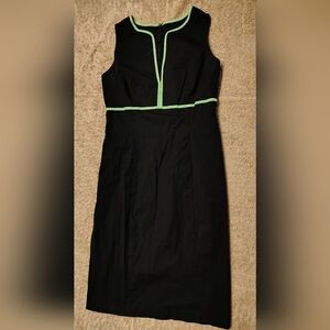 Express Women's Sleeveless Black Stretch Dress Short Length Lime Detail Size 10